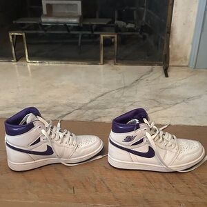 Air Jordan White and Purple Sneakers
